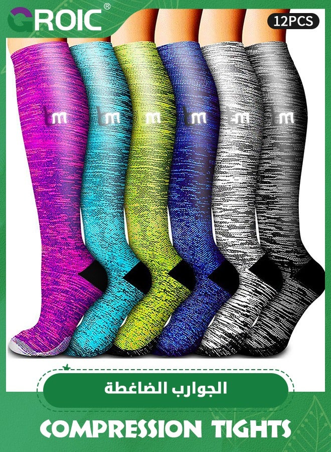GROIC 6 Pack Compression Socks for Adults, Copper Medical Compression Socks, Best Circulation Support for Medical, Running,Nursing,Athletic,Thigh High Compression Socks  - Image 1