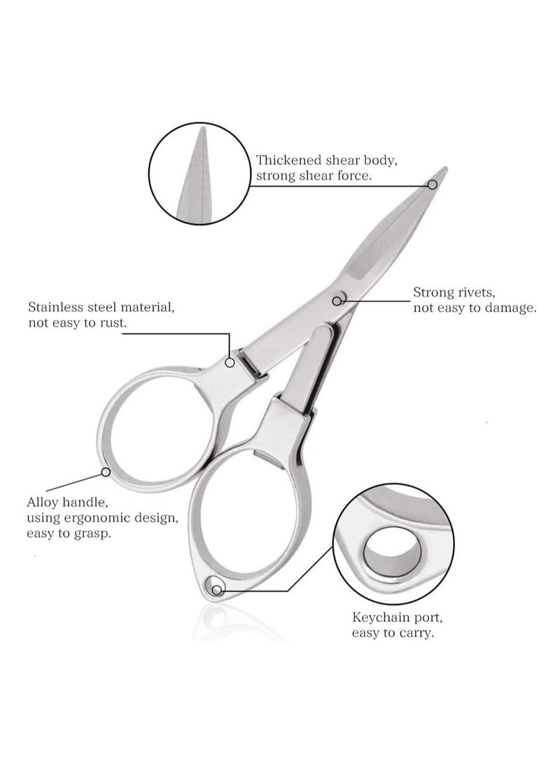 Portable Folding Scissors Set, 3 Pcs Mini Stainless Steel Safety Shears in Glasses Shape for Home, Office & Travel (Rose Gold, Gold, Silver) - Image 3