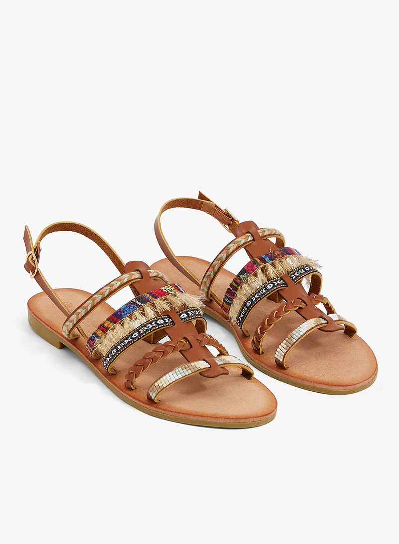 سافانا كولكشن صندل مسطح بأشرطة متعددة