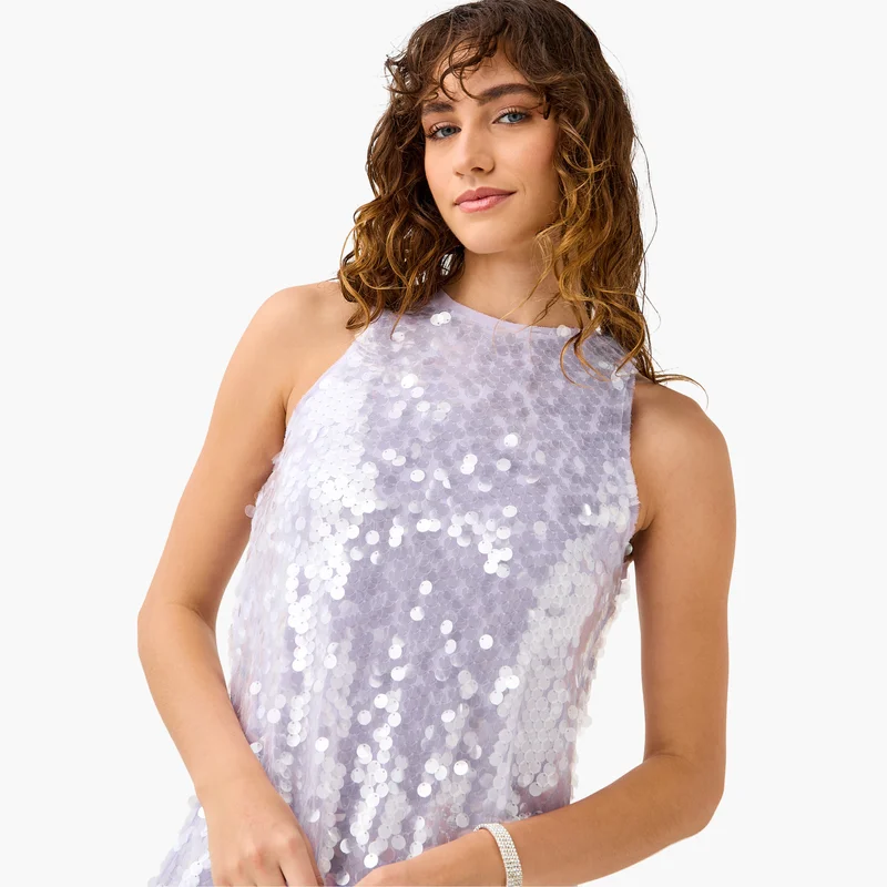 2Xtremz 2Xtremz Sequin Embellished Sleeveless Mini Dress