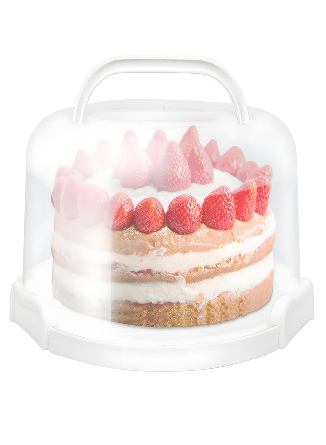 VERAT Cake Carrier with Lid and Handle/Cake Containers/Cake Holder for 11 inch/Cake with 3 Handles Cupcake Carrier/Cake Boxe Packing/Plastic Cover Three Sided Base/Round Storage Carrier(White) - Image 1