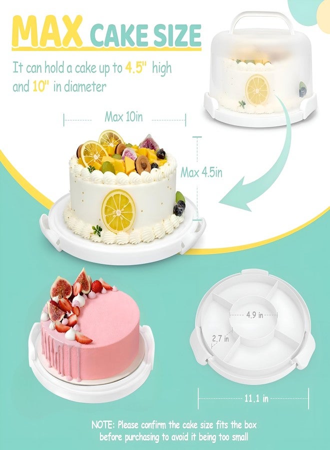 VERAT Cake Carrier with Lid and Handle/Cake Containers/Cake Holder for 11 inch/Cake with 3 Handles Cupcake Carrier/Cake Boxe Packing/Plastic Cover Three Sided Base/Round Storage Carrier(White) - Image 2