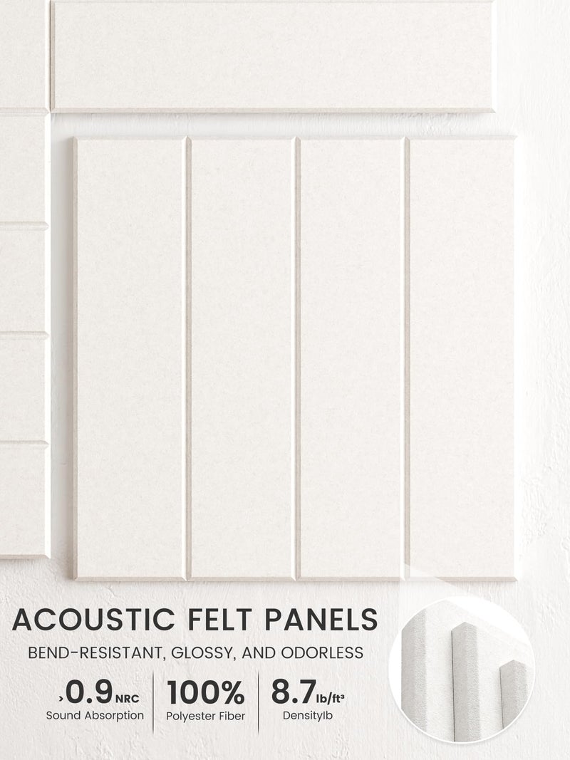 Bumusty Large Cork Board Alternative-48 x 36" Felt Bulletin Board Tiles, with 30 Pushpins, 70 Adhesive Tabs, 12-Pack Slat Wall Paneling, Cork Boards for Office Push Pin Board Felt Board-Milky White - Image 3