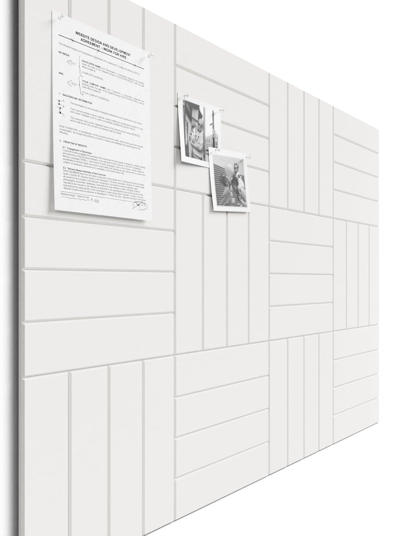 Bumusty Large Cork Board Alternative-48 x 36" Felt Bulletin Board Tiles, with 30 Pushpins, 70 Adhesive Tabs, 12-Pack Slat Wall Paneling, Cork Boards for Office Push Pin Board Felt Board-Milky White - Image 1