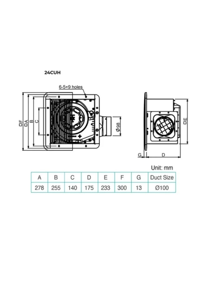 KDK Ventilating Fan Ceiling Mount Type 24CUH - Image 2