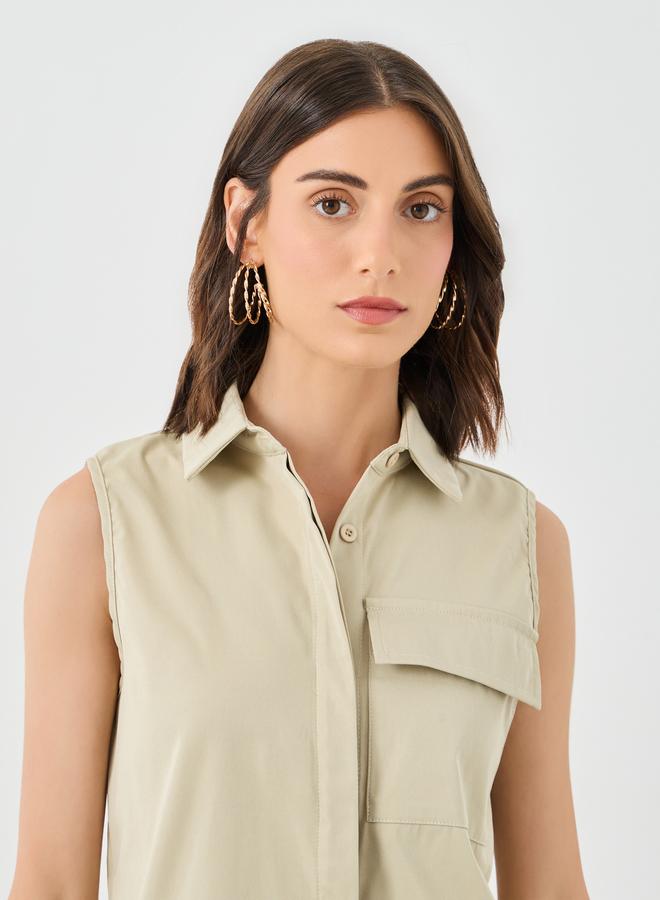 Take Two Solid Patch Pocket Top and Pants Co-Ords - Image 3