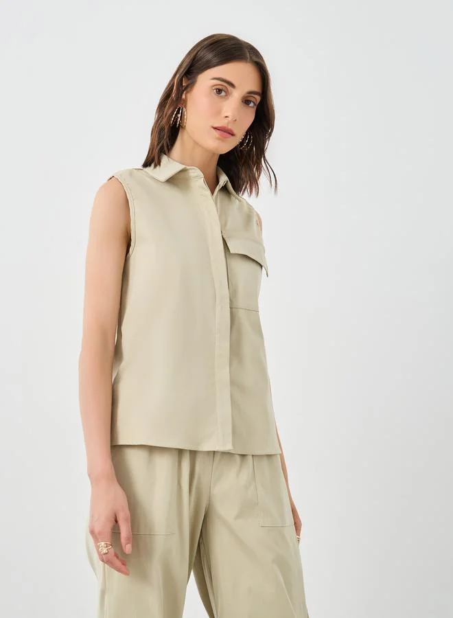 Take Two Take Two Solid Patch Pocket Top and Pants Co-Ords