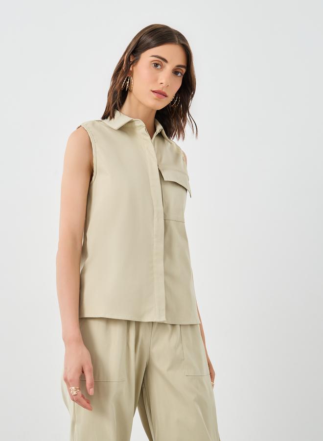 Take Two Solid Patch Pocket Top and Pants Co-Ords - Image 2