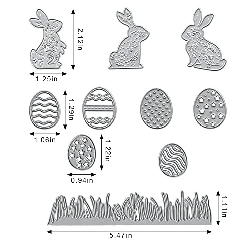 Hying Spring Bunny Rabbits Cutting Dies for Card Making and Photo Album Decorations, Grass Eggs Die Cuts Happy Spring Rabbits Dies Stencils Embossing Template for DIY Scrapbooking Craft - Image 2