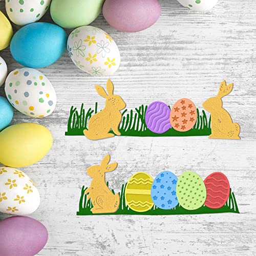 Hying Spring Bunny Rabbits Cutting Dies for Card Making and Photo Album Decorations, Grass Eggs Die Cuts Happy Spring Rabbits Dies Stencils Embossing Template for DIY Scrapbooking Craft - Image 5