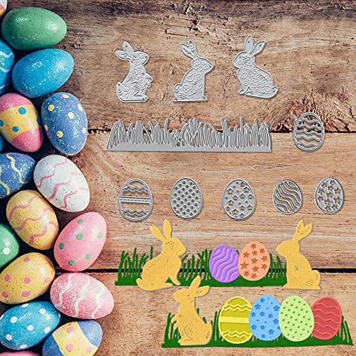 Hying Spring Bunny Rabbits Cutting Dies for Card Making and Photo Album Decorations, Grass Eggs Die Cuts Happy Spring Rabbits Dies Stencils Embossing Template for DIY Scrapbooking Craft - Image 4