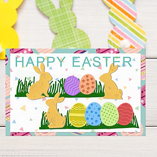 Hying Spring Bunny Rabbits Cutting Dies for Card Making and Photo Album Decorations, Grass Eggs Die Cuts Happy Spring Rabbits Dies Stencils Embossing Template for DIY Scrapbooking Craft - Image 3