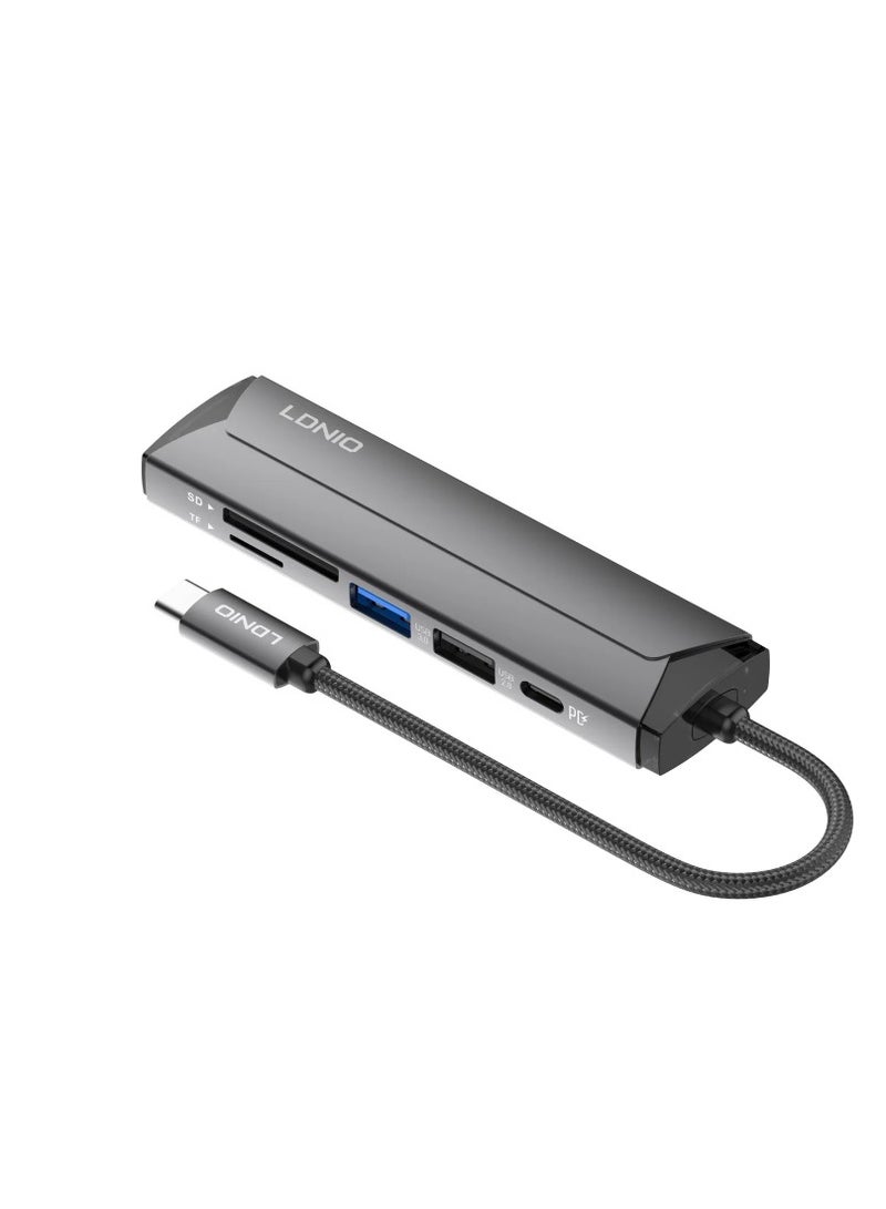 لدنيو محطة إرساء متعددة الوظائف LDNIO DS-56H USB-C PD100W USB-C Type-C إلى PD3.0 HDMI USB2.0 SD TF منفذ بيانات - Image 1