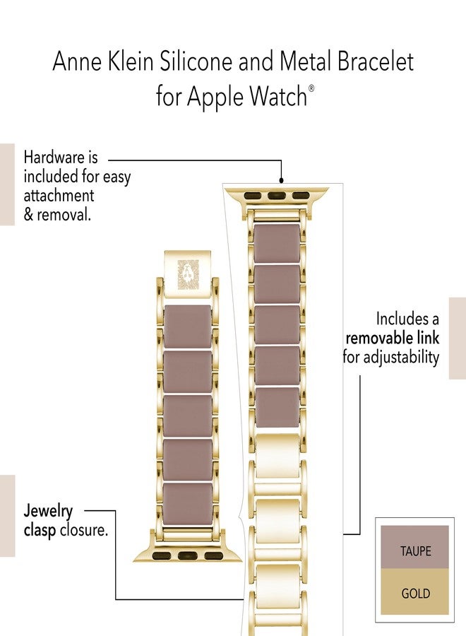 Anne Klein Silicone Fashion Bracelet for Apple Watch, Secure, Adjustable, Apple Watch Replacement Band, Fits Most Wrists, Gray - Image 3