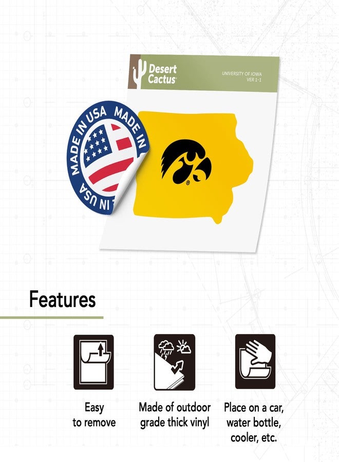 Desert Cactus University of Iowa Sticker Hawkeyes Vinyl Decal Laptop Water Bottle Car Scrapbook (State Border Sticker) - Image 4