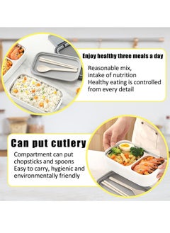 Adando Adando Stainless Steel Lunch Box -1400ml Double Layer Microwave-Safe Bento Containers - 304 Bento box Insulated Leakproof - Insulated Lunch Box Ideal for Adults Office Students School- with Thermal Bag & Cutlery  - Image 2