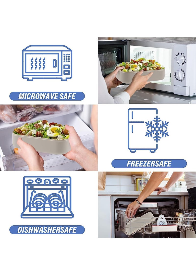 Adando Stainless Steel Lunch Box -1400ml Double Layer Microwave-Safe Bento Containers - 304 Bento box Insulated Leakproof - Insulated Lunch Box Ideal for Adults Office Students School- with Thermal Bag & Cutlery - Image 3