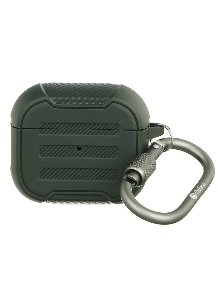 ProOne - ProOne Pro Case 3 Protective Case for AirPods 3 – Drop Protection, Impact-Resistant TPU, Lightweight with Metal Ring, Carabiner & Adhesive Backup - Image 1