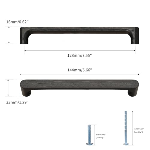 Evionlin Black Round 5 in 4 pcs Wooden Drawer Pulls Handle pulls for cabinets Kitchen Cabinet Drawer pulls Cabinet Door Pull - Image 3