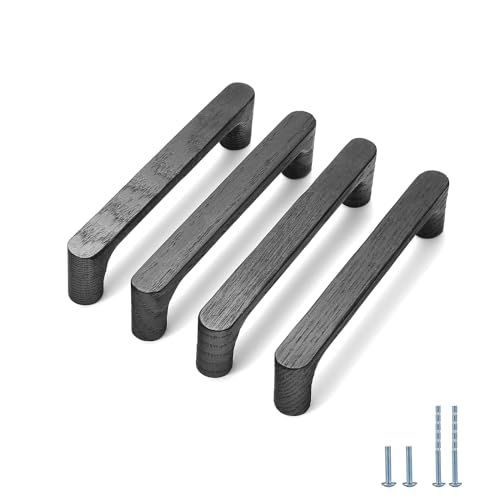 Evionlin Black Round 5 in 4 pcs Wooden Drawer Pulls Handle pulls for cabinets Kitchen Cabinet Drawer pulls Cabinet Door Pull - Image 1