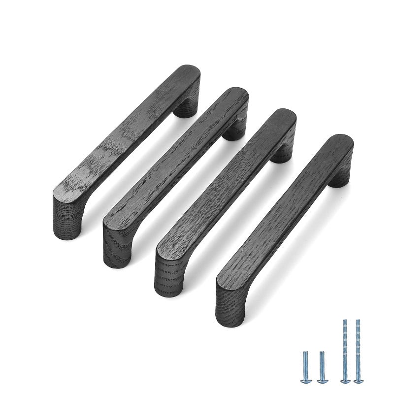 Evionlin Black Round 5 in 4 pcs Wooden Drawer Pulls Handle pulls for cabinets Kitchen Cabinet Drawer pulls Cabinet Door Pull - Image 2