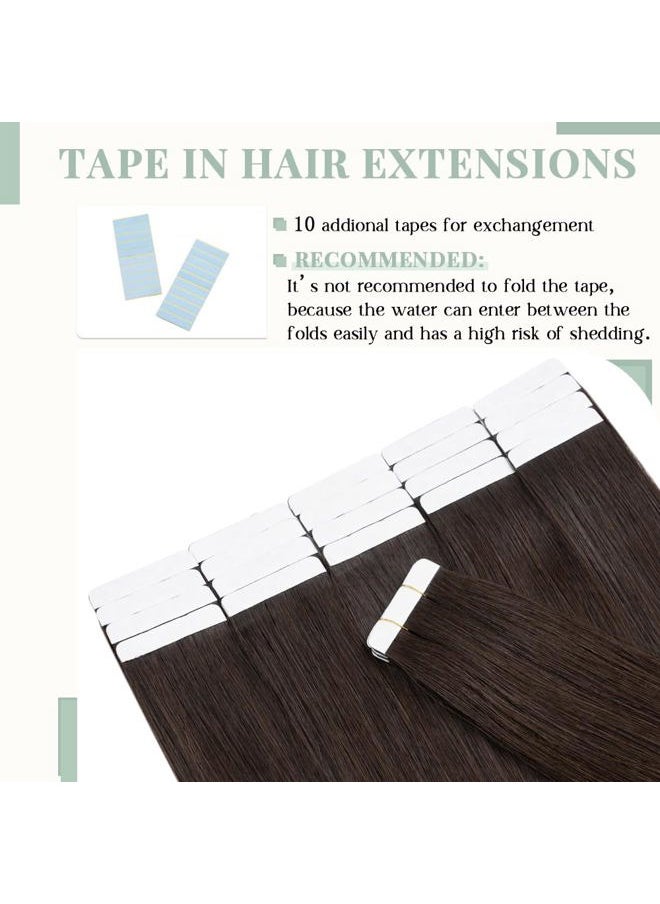 Rich Choices - Tape in Hair Extensions Human Hair Balayage Dark Brown 100% Remy Hair Extensions Real Human Hair Seamless Skin Weft Straight Tape in Hair Extension of 40pcs 80g 14 inch #02 - Image 1