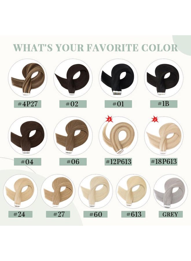 Rich Choices - Tape in Hair Extensions Human Hair Balayage Dark Brown 100% Remy Hair Extensions Real Human Hair Seamless Skin Weft Straight Tape in Hair Extension of 40pcs 80g 14 inch #02 - Image 1