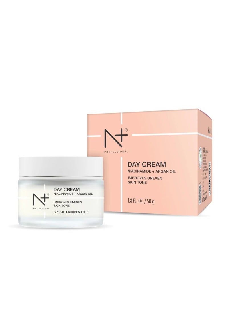 N Plus Professional Day Cream – Lightweight Formula with Pure Argan Oil, Niacinamide & Mulberry Extract, Reduces Uneven Skin Tone & Provides Environmental Protection, 50ml - Image 1