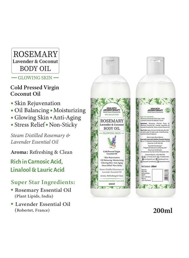 KEYA SETH AROMATHERAPY, DEVICE OF DROP Keya Seth Aromatherapy Rosemary Lavender Coconut Body Oil, Glowing Skin, Moisturizing Refreshing Aroma, Non Sticky Anti Aging, Essential Oil 200ml - Image 2