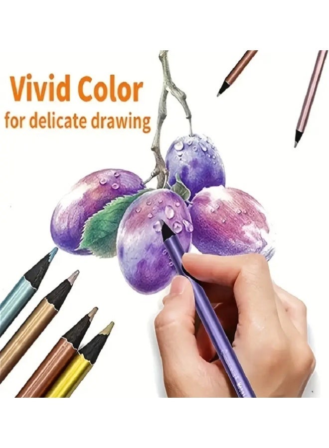 Brutfuner 12pcs Metallic Colored Pencils, Art Drawing Pencils for Adult Coloring and Sketching, Vibrant Colors Non-toxic, Suitable for Artists and Students - Image 5