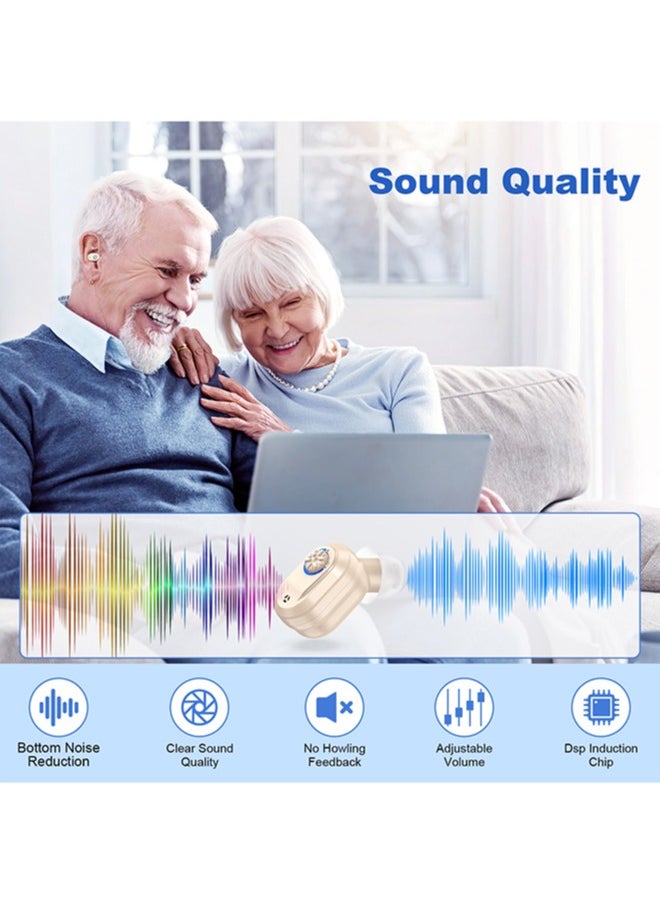 Chixing - Rechargeable Hearing Aids for Seniors & Adults, Noise Cancelling Hearing Amplifiers, Charging Case & Volume Control (Beige) - Image 1