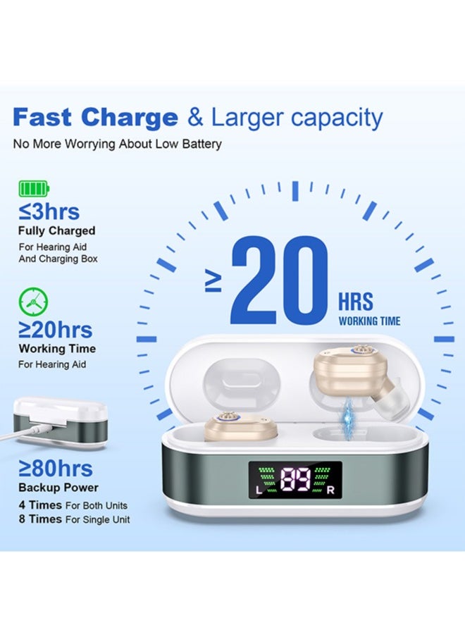 Chixing - Rechargeable Hearing Aids for Seniors & Adults, Noise Cancelling Hearing Amplifiers, Charging Case & Volume Control (Beige) - Image 1