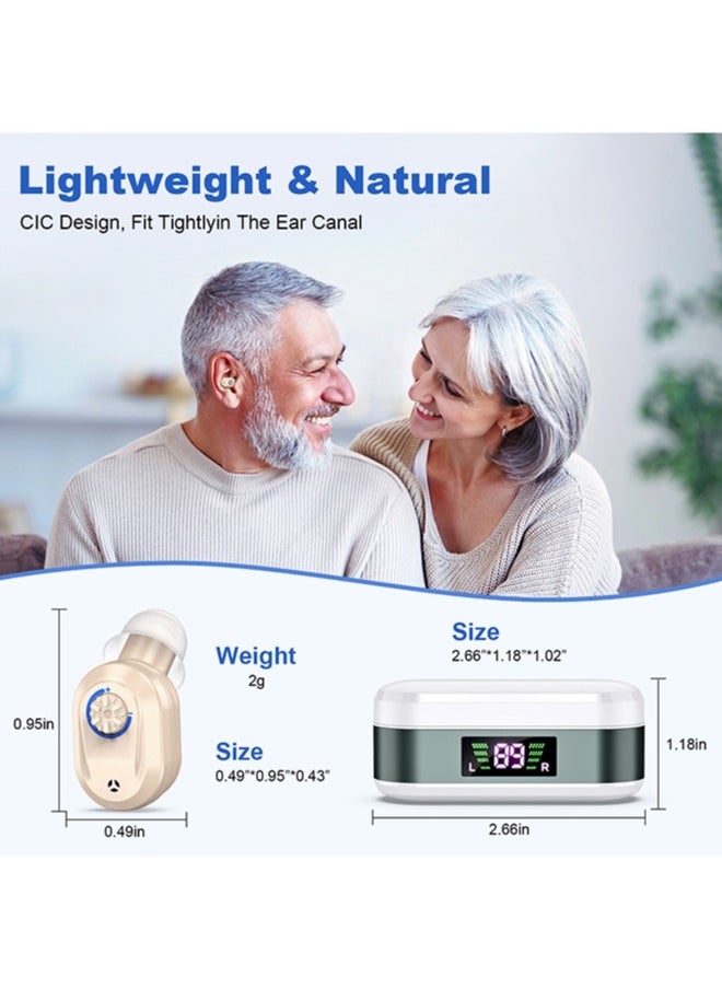 Chixing - Rechargeable Hearing Aids for Seniors & Adults, Noise Cancelling Hearing Amplifiers, Charging Case & Volume Control (Beige) - Image 1