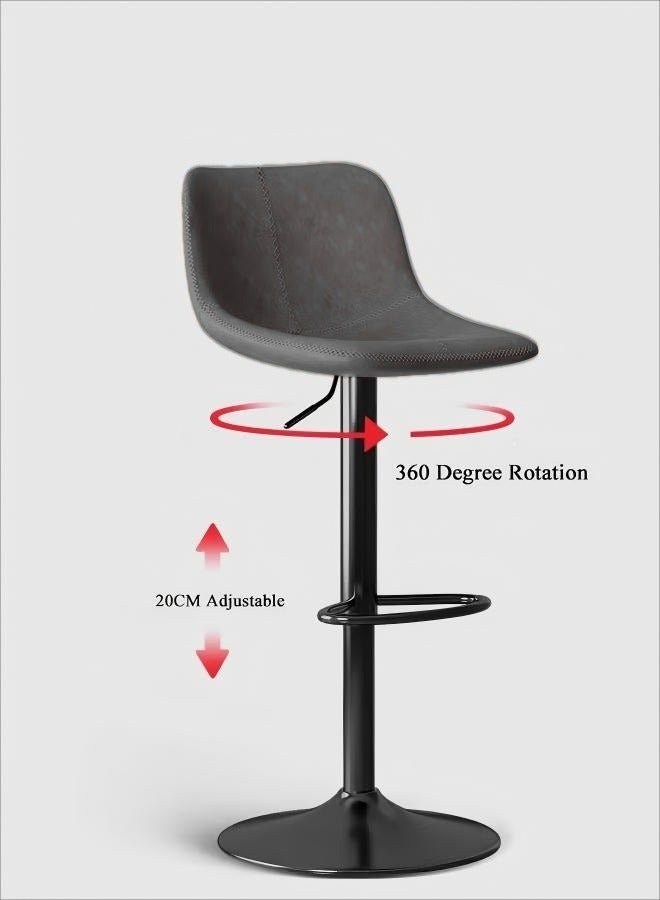 Generic Bar Chairs Set of 2 Bar Chairs Bar Stool Height Adjustable  360° Swivel  Kitchen Dinning Chair  Modern Counter Chairs with Backrest and Footrest  for Home Kitchen Cafe Parlor（Grey）  - Image 4
