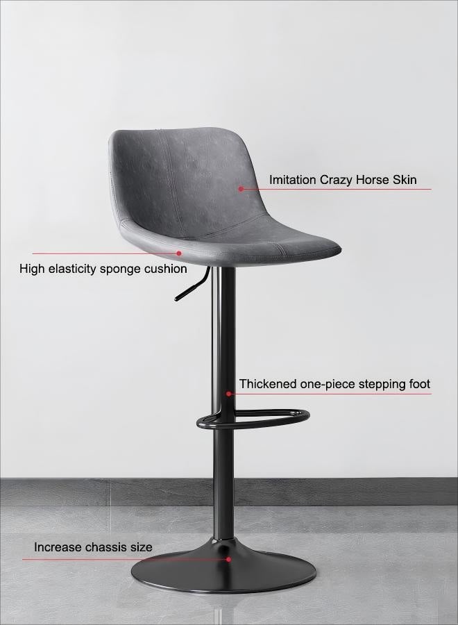 Generic Bar Chairs Set of 2 Bar Chairs Bar Stool Height Adjustable  360° Swivel  Kitchen Dinning Chair  Modern Counter Chairs with Backrest and Footrest  for Home Kitchen Cafe Parlor（Grey）  - Image 5