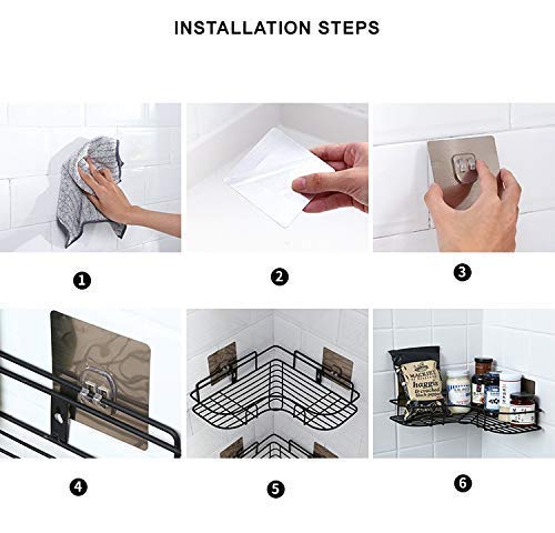 DPISZONE SelfAdhesive Metal Bathroom Corner Rack Storage Shelves Bathroom Storage Rack Corner Bathroom Corner Shelf Organizer Storage Bathroom ShelfShelves Corner Black 1Pc - Image 3
