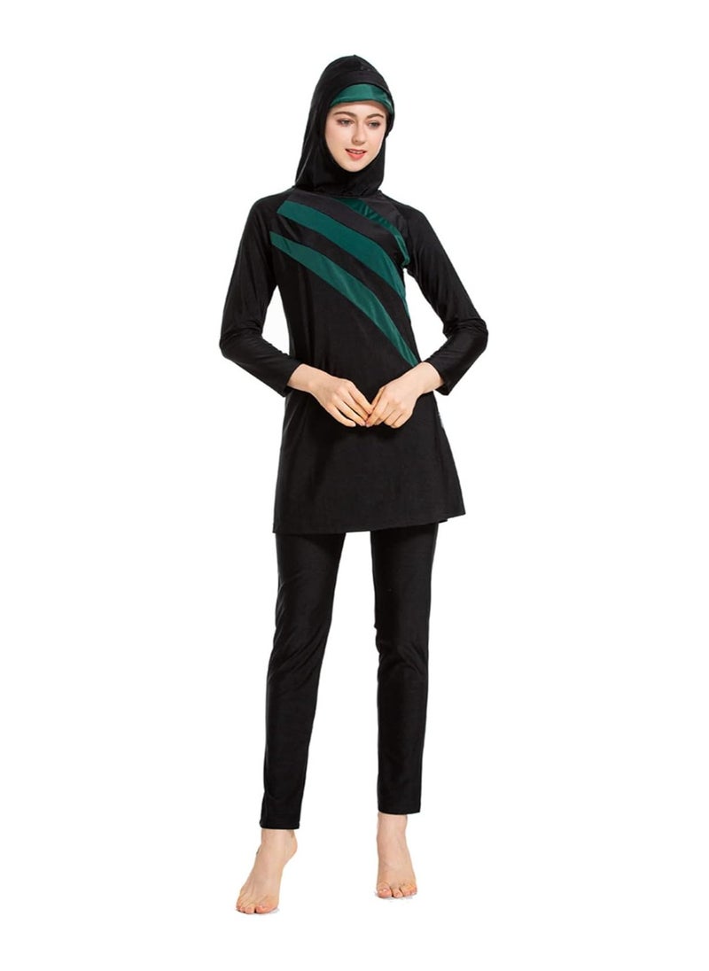 NADANBAO 3PCS Women Modest Muslim Swimsuit, Long Sleeves Swimsuits, Full Covered Swimwear, Muslim Beachwear, Swimming Swim Suit, with Swimcap - Image 1
