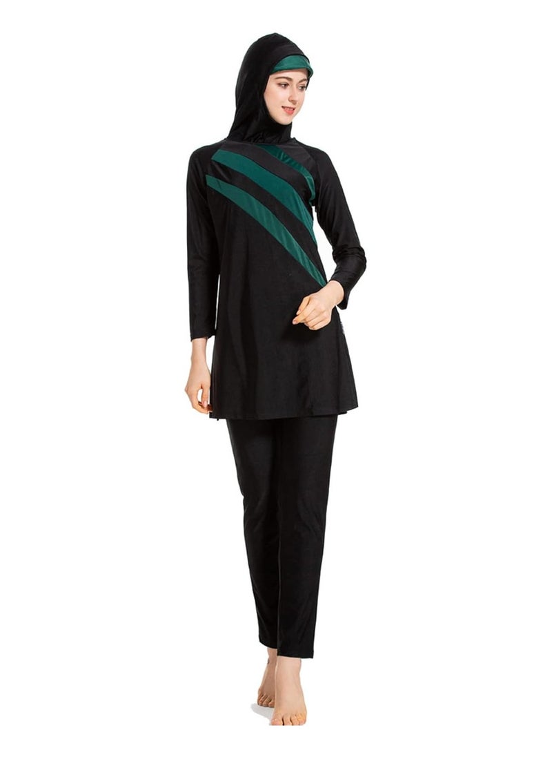 NADANBAO 3PCS Women Modest Muslim Swimsuit, Long Sleeves Swimsuits, Full Covered Swimwear, Muslim Beachwear, Swimming Swim Suit, with Swimcap - Image 3