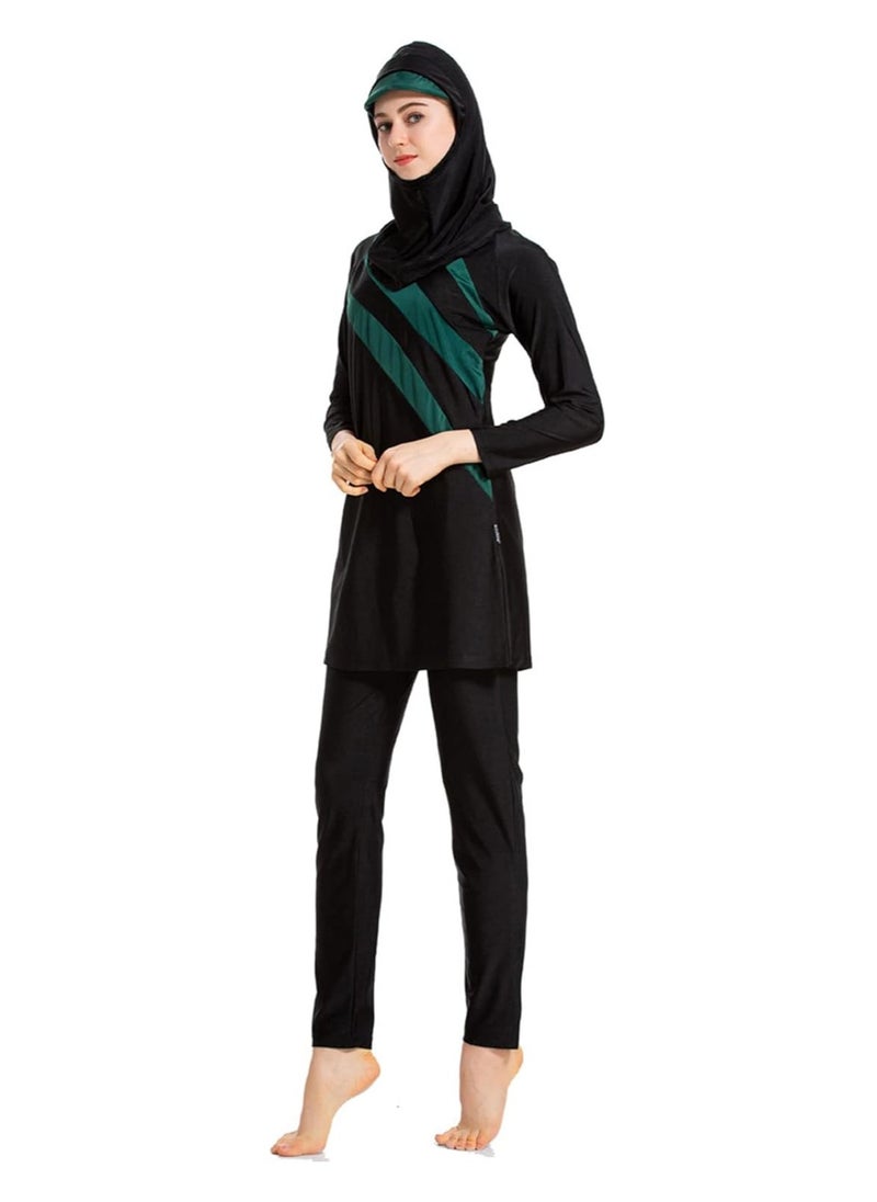 NADANBAO 3PCS Women Modest Muslim Swimsuit, Long Sleeves Swimsuits, Full Covered Swimwear, Muslim Beachwear, Swimming Swim Suit, with Swimcap - Image 4