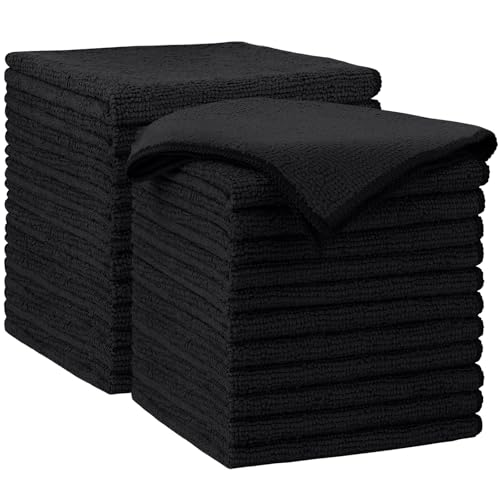 AIDEA Microfiber Cleaning Cloth24PK Soft Microfiber Towels for Cars Absorbent Cleaning Rags LintFree StreakFree Wash Cloths for House Kitchen Window12inx12in Black - Image 1
