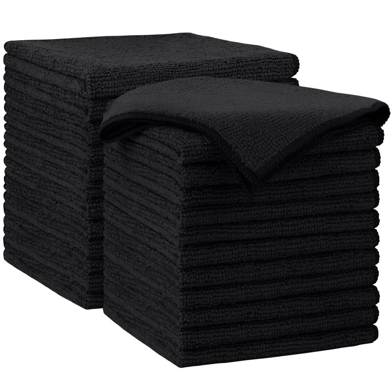 AIDEA Microfiber Cleaning Cloth24PK Soft Microfiber Towels for Cars Absorbent Cleaning Rags LintFree StreakFree Wash Cloths for House Kitchen Window12inx12in Black - Image 2