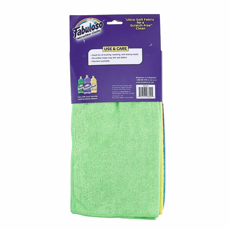 Fabuloso Microfiber Cleaning Cloths for Home & Car, Lint-Free Scratch-Free Rags for Glass, Kitchen & Wood, Reusable Machine Washable, Absorbent for Dusting & Wiping, Rainbow, 13 x 13 in, 8 Count - Image 5