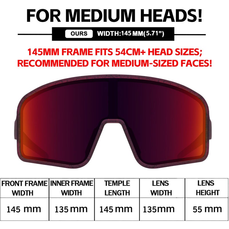 MAXJULI Polarized Sunglasses for Men Women, Windproof Outdoor Sports Cycling Running UV400 Protection Sun Glasses (Purple With Black Splatter/Red Lens) - Image 2