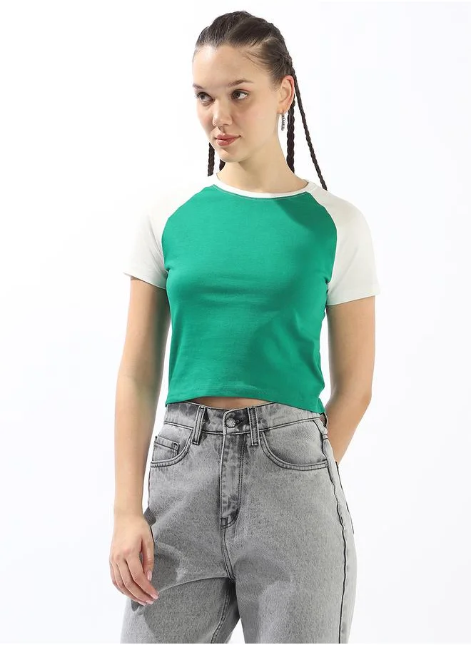 HIGH STAR Women's Multicolour 100% Cotton Printed Slim Fit T-Shirt