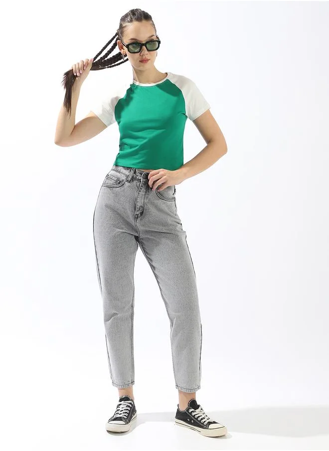 HIGH STAR Women's Multicolour 100% Cotton Printed Slim Fit T-Shirt