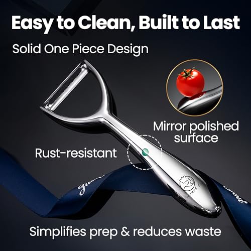 Gourmet Easy Vegetable Peeler, Premium Stainless Steel Potato Peeler, High Tensile Ultra Sharp Blade Fruit and Food Slicer, Y Shaped with Ergonomic Non-Slip Handle, Dishwasher Safe with 5 Years Warranty - Image 5