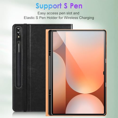 DTTO for Samsung Galaxy Tab S10 Ultra / S9 Ultra / S8 Ultra Case 2024/2023/2022, Premium Leather Business Folio Stand Cover with S Pen Holder for 14.6 Inch Tablet, Auto Wake/Sleep, Black Brown - Image 5