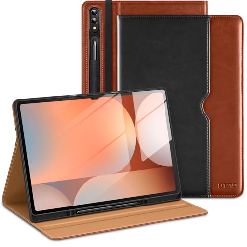DTTO for Samsung Galaxy Tab S10 Ultra / S9 Ultra / S8 Ultra Case 2024/2023/2022, Premium Leather Business Folio Stand Cover with S Pen Holder for 14.6 Inch Tablet, Auto Wake/Sleep, Black Brown - Image 1