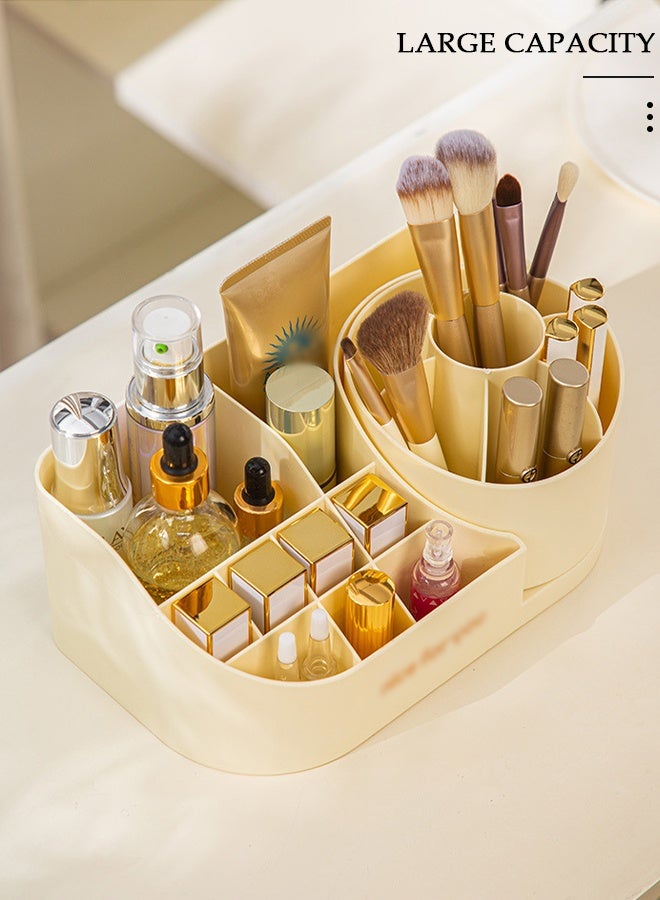 DUNISO Desk Organizer with 6 Compartments and 3 Drawers Plastic Makeup Organizer Cosmetic Storage, Pen Holder Brush Holder for Desktop Storage, Desk Organization for School, Home, Office Supplies - Image 4