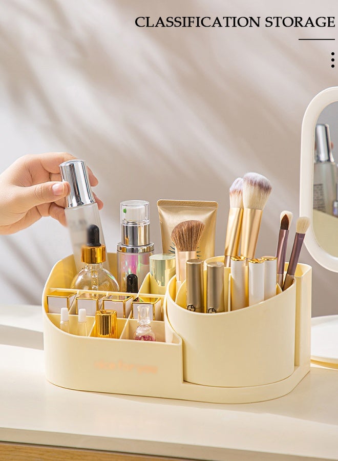 DUNISO Desk Organizer with 6 Compartments and 3 Drawers Plastic Makeup Organizer Cosmetic Storage, Pen Holder Brush Holder for Desktop Storage, Desk Organization for School, Home, Office Supplies - Image 5